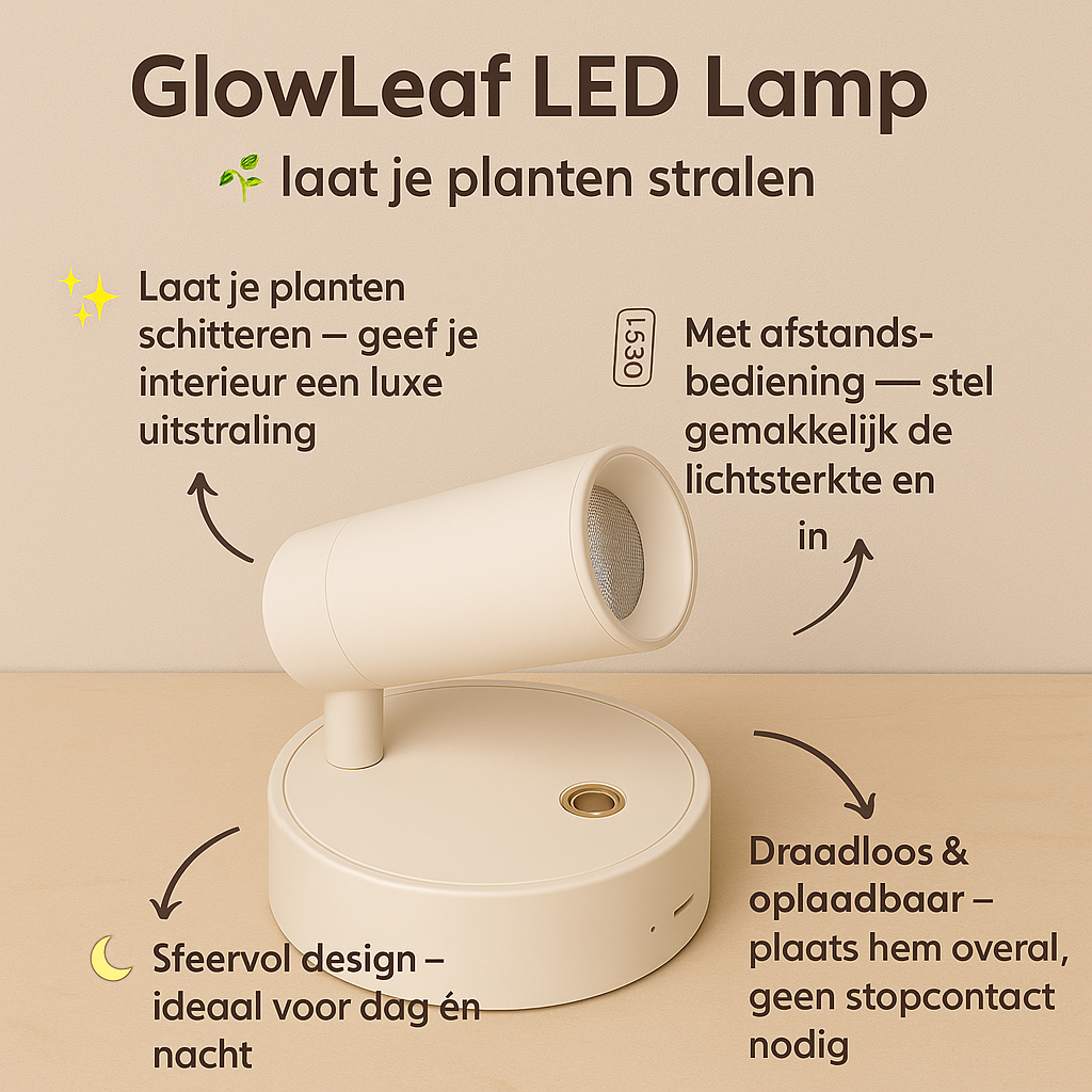 GlowLeaf LED spotlight - oplaadbare lamp